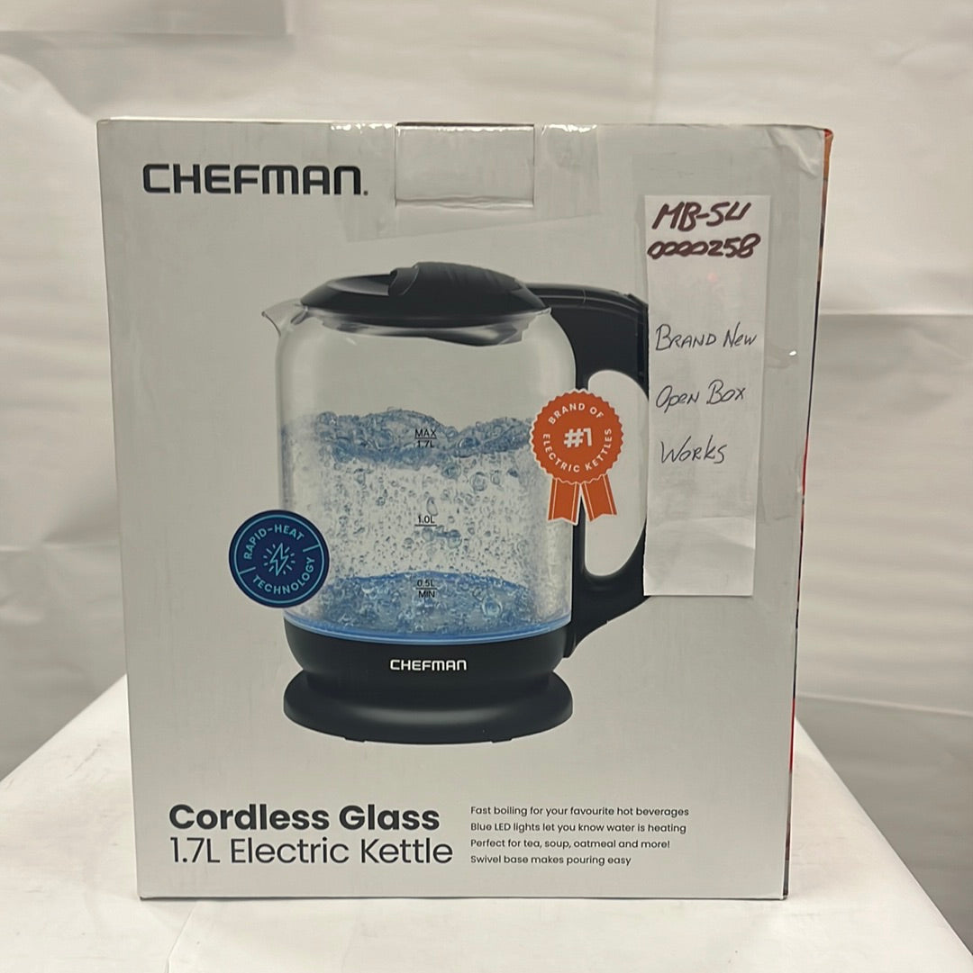 Chefman Cordless Glass Electric Kettle | Fast-Boil, BPA-Free Hot Water Boiler with Auto Shut-Off