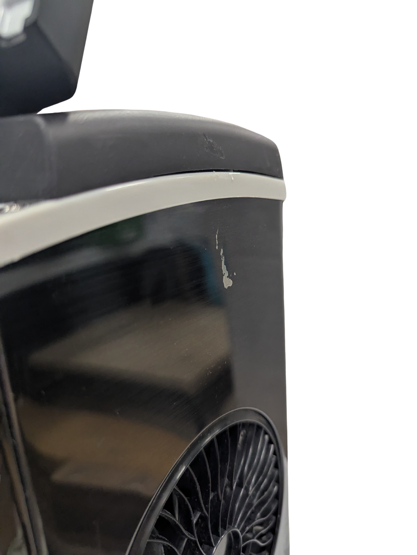Black air conditioner unit on a white background