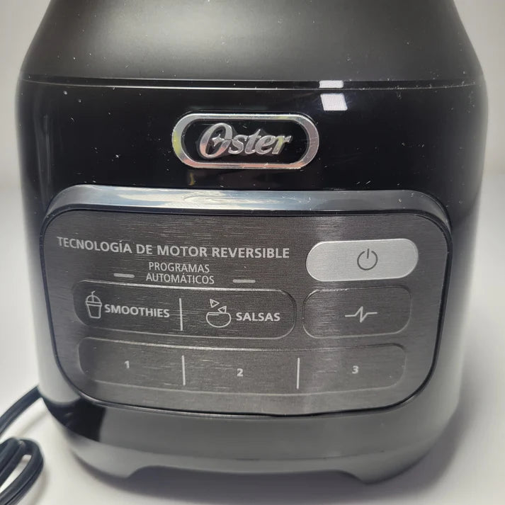 Oster blender with control panel on a white background