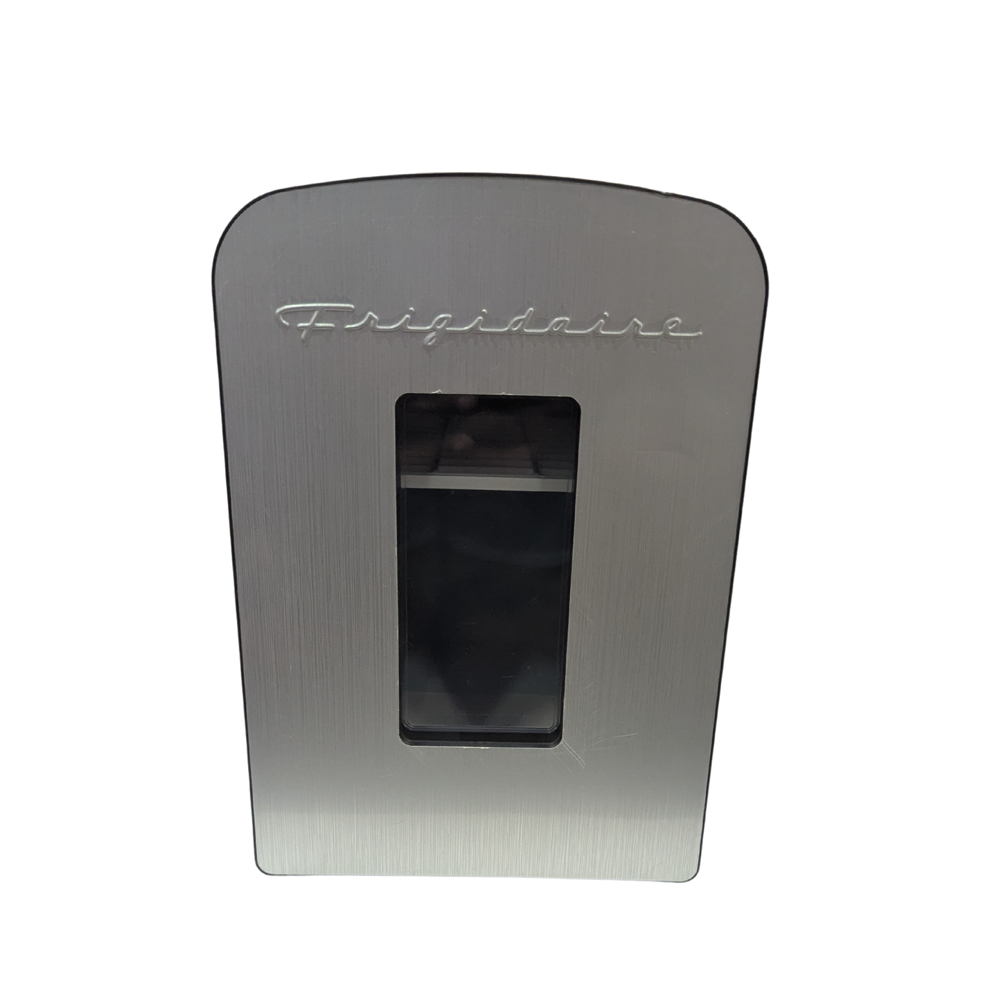 Metallic object with 'Frigidaire' branding on a white background