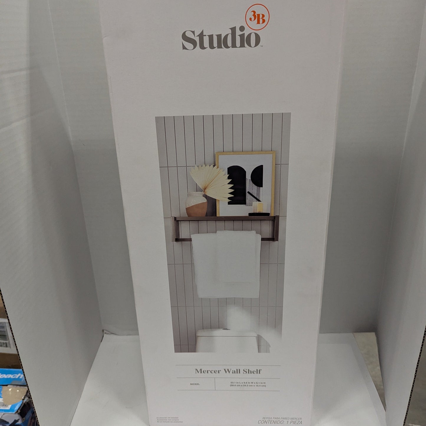 3B Studio mirror wall shelf packaging on a white background