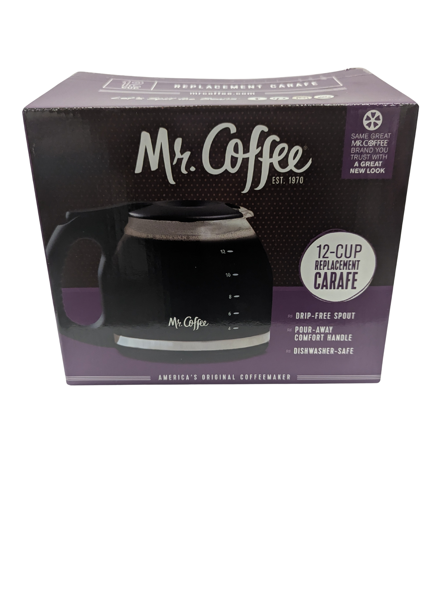 Mr. Coffee 12-cup replacement carafe packaging on a white background