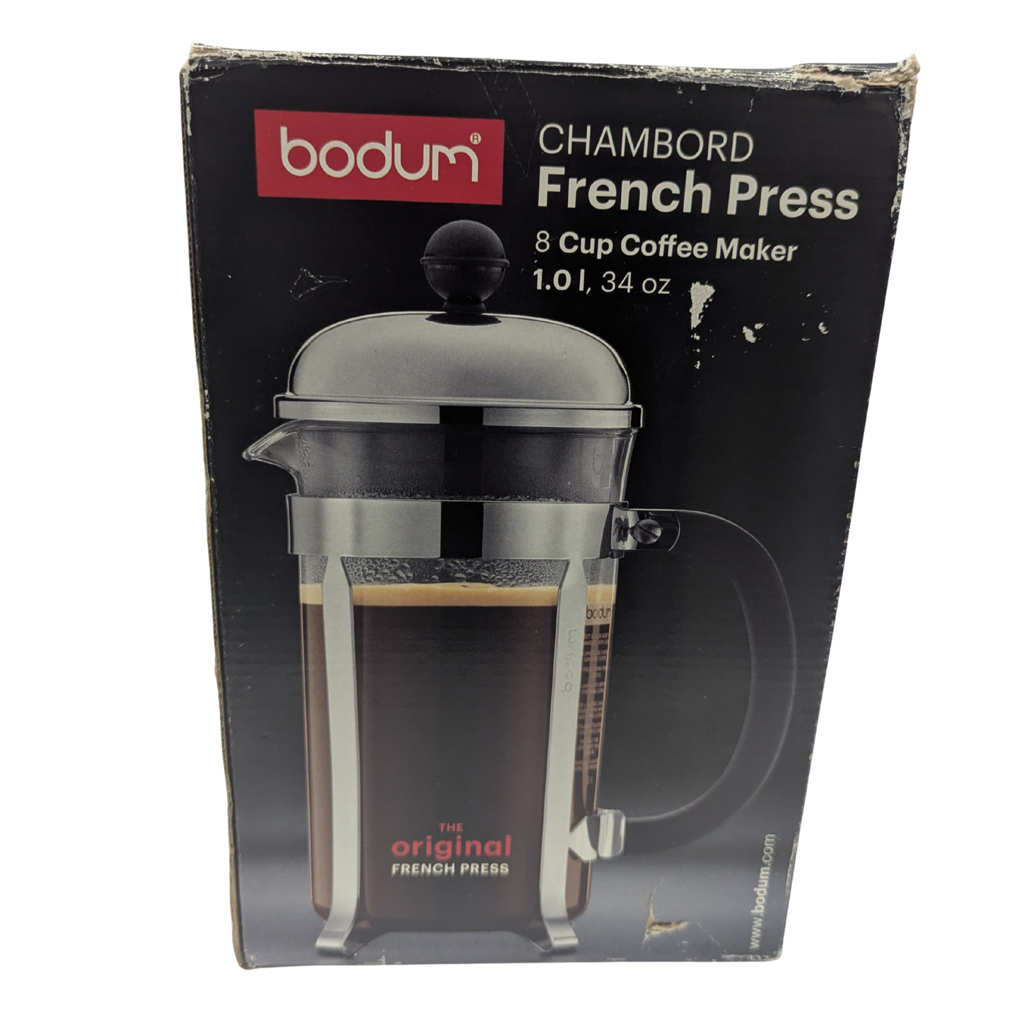 Bodum Chambord French Press coffee maker packaging on a white background
