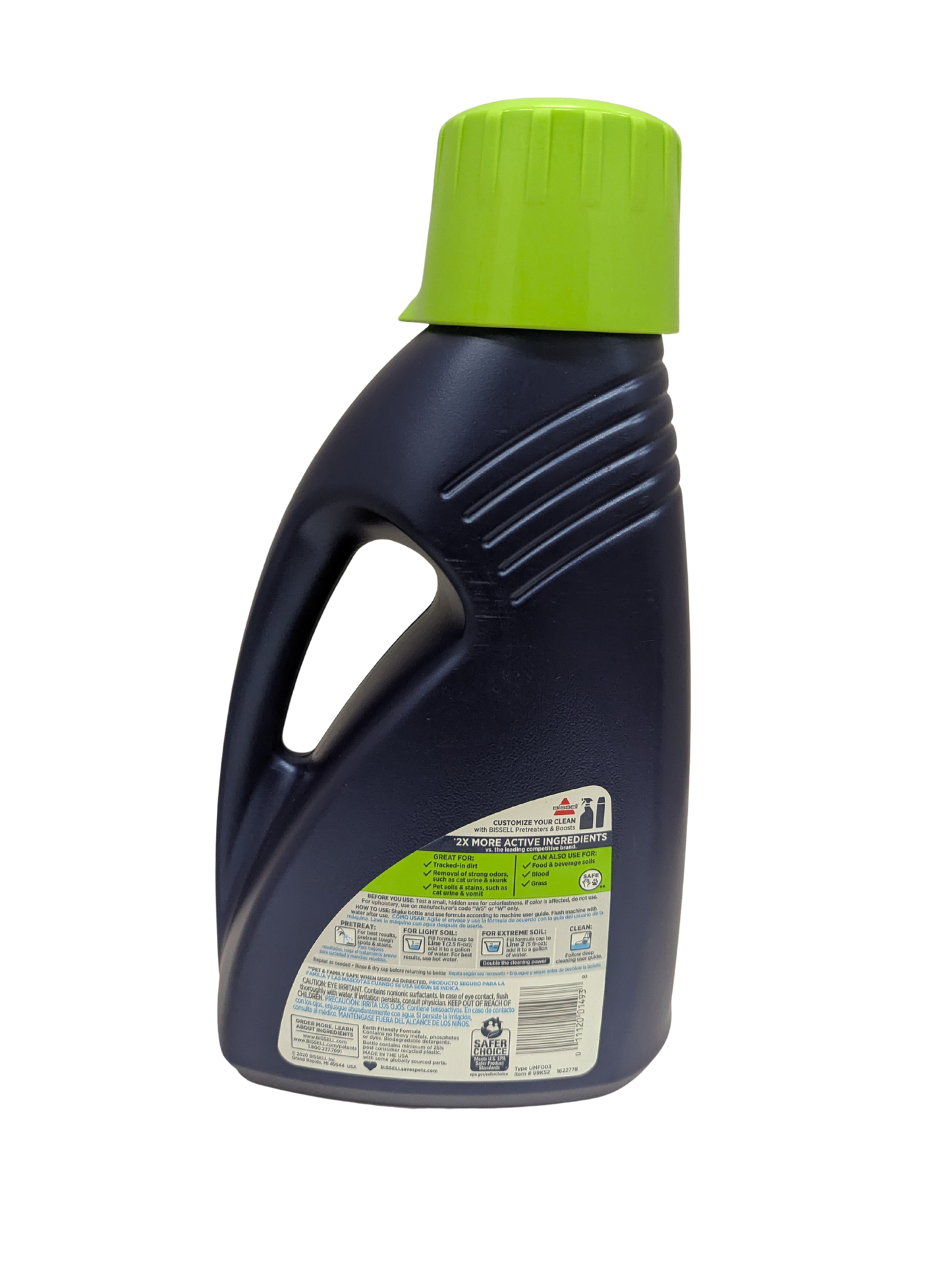 Bottle with a green cap on a white background