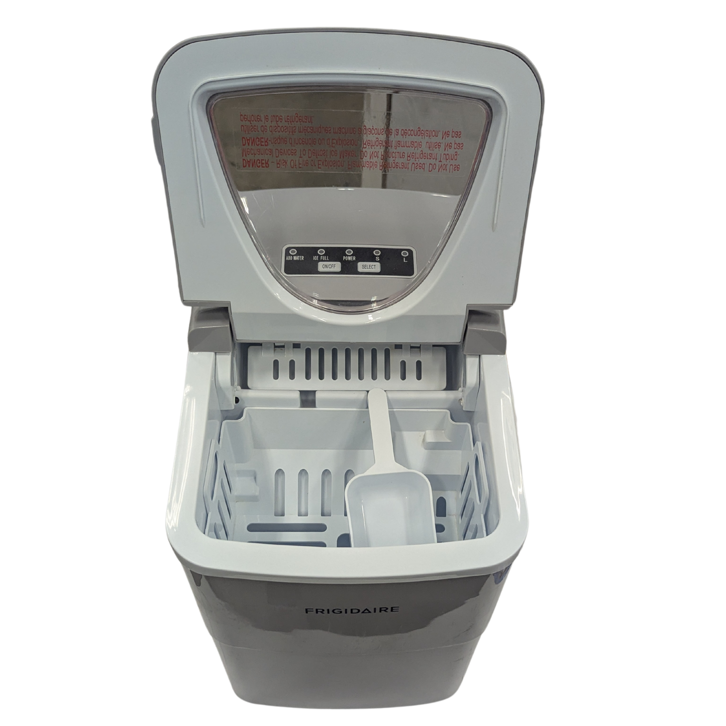 Portable dishwasher with open door on a white background