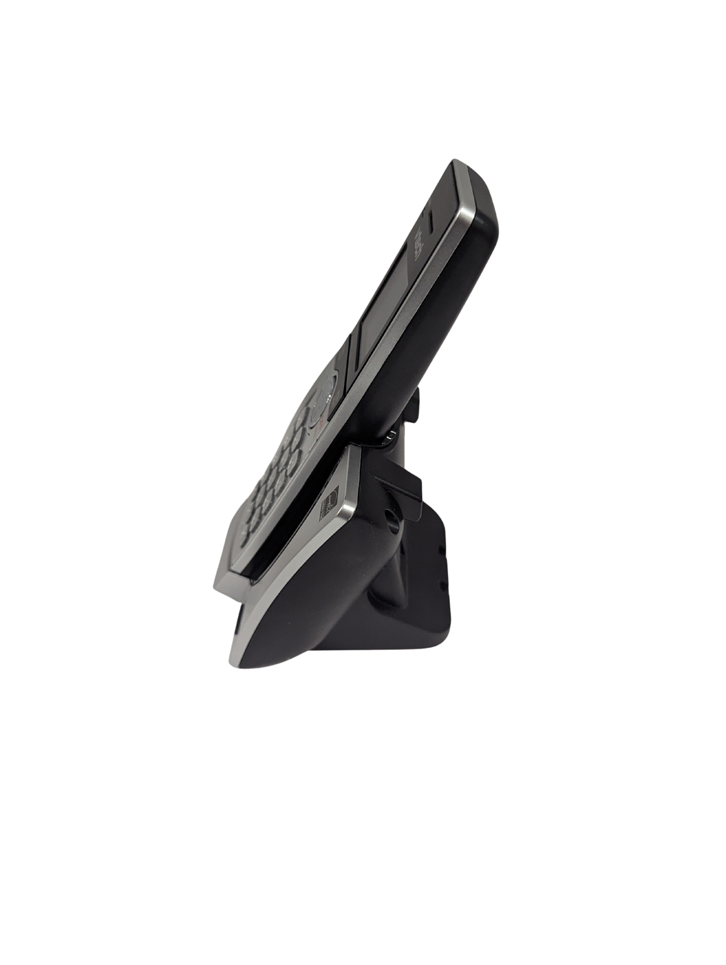 Black electronic device with a screen on a white background