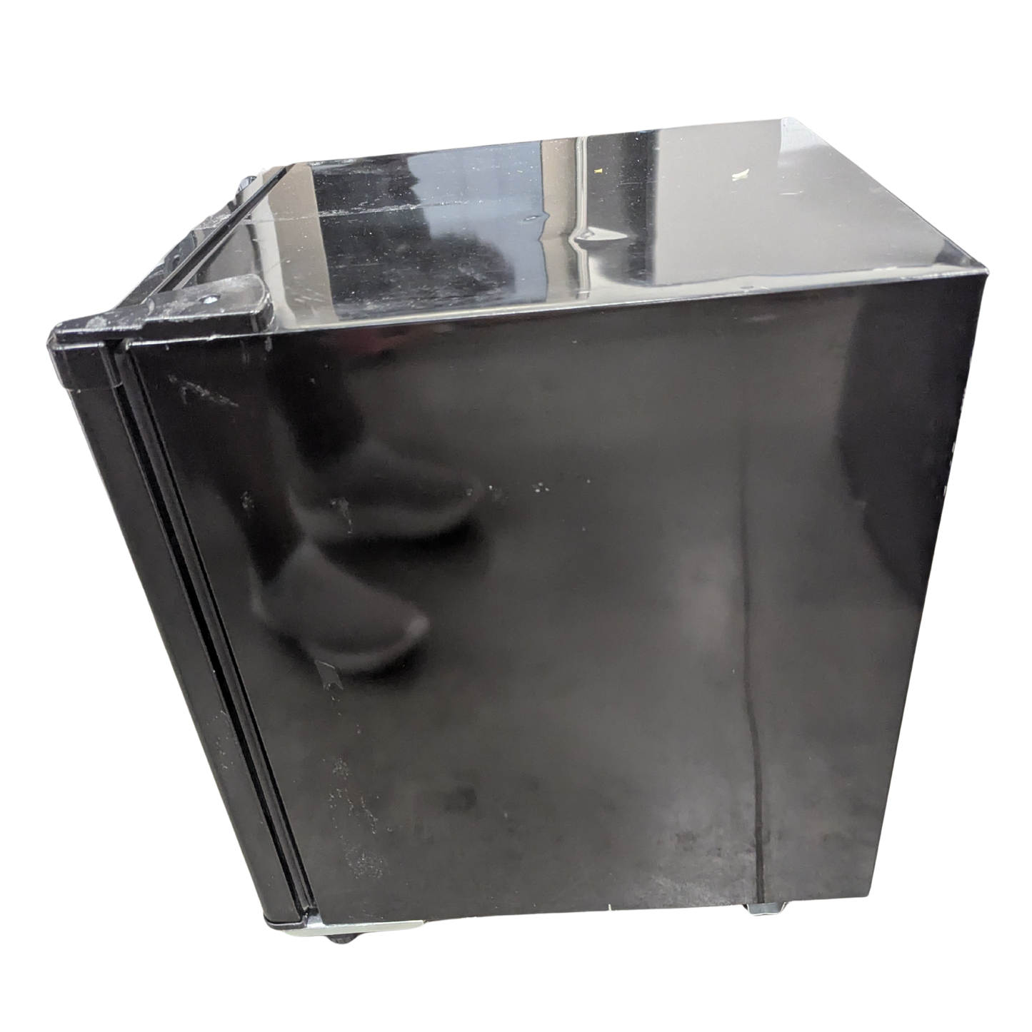 Black metal box on a white background