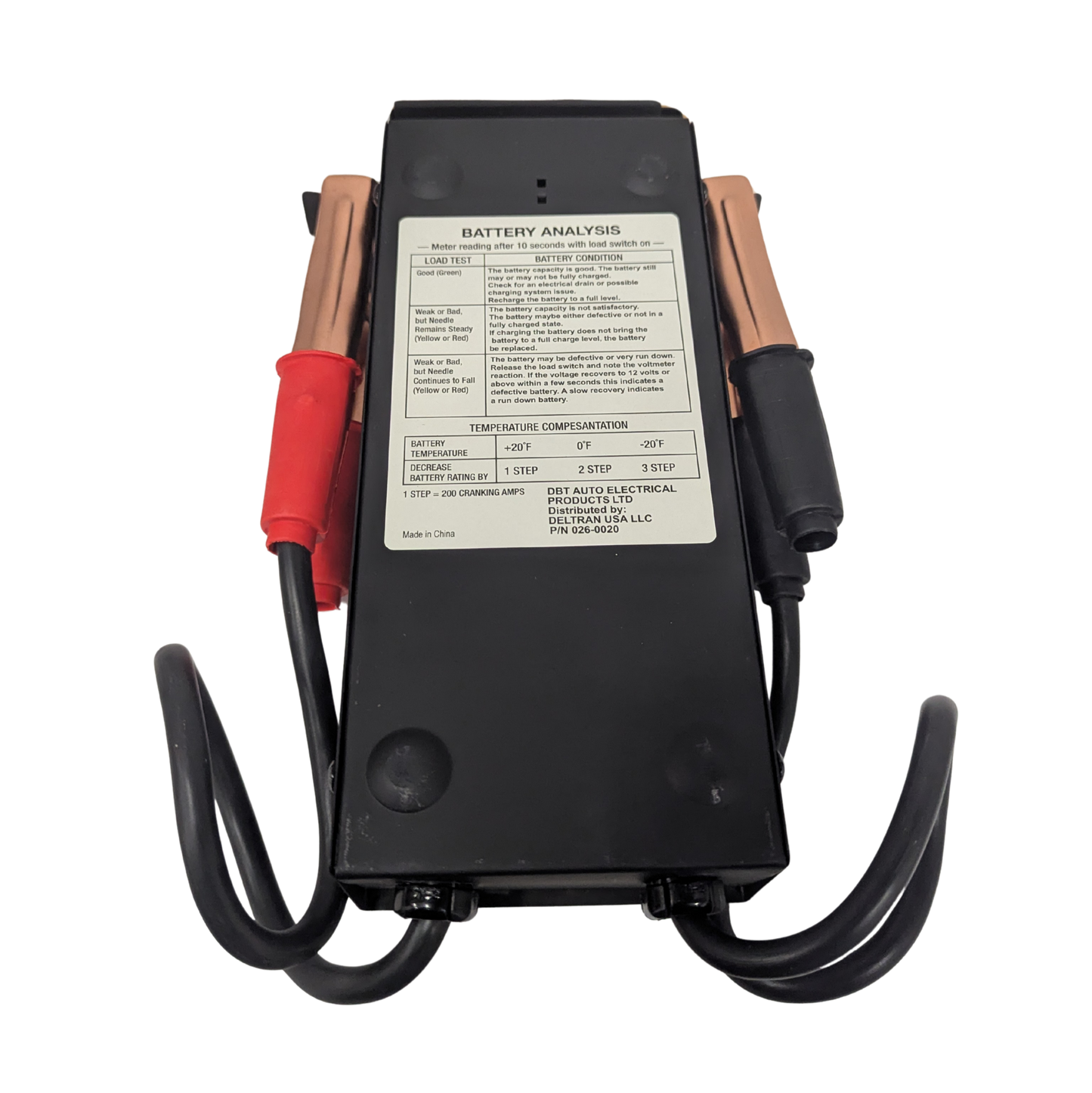 Battery analyzer with cables on a white background