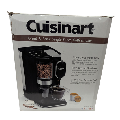 Cuisinart Grind & Brew Single-Serve Coffeemaker packaging on a white background