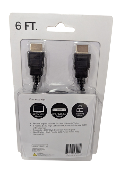 Two HDMI cables in packaging with product details on a white background