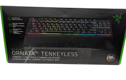 Razer Ornata V3 Tenkeyless gaming keyboard packaging on a white background
