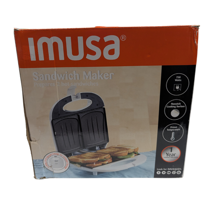 Imusa sandwich maker packaging on a white background
