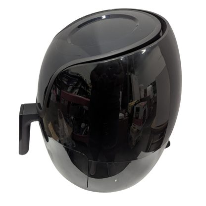 Black air fryer on a white background