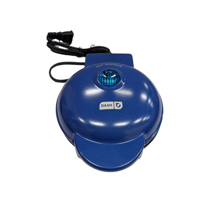 Blue electric fish tank air pump with 'Dash' branding on a white background