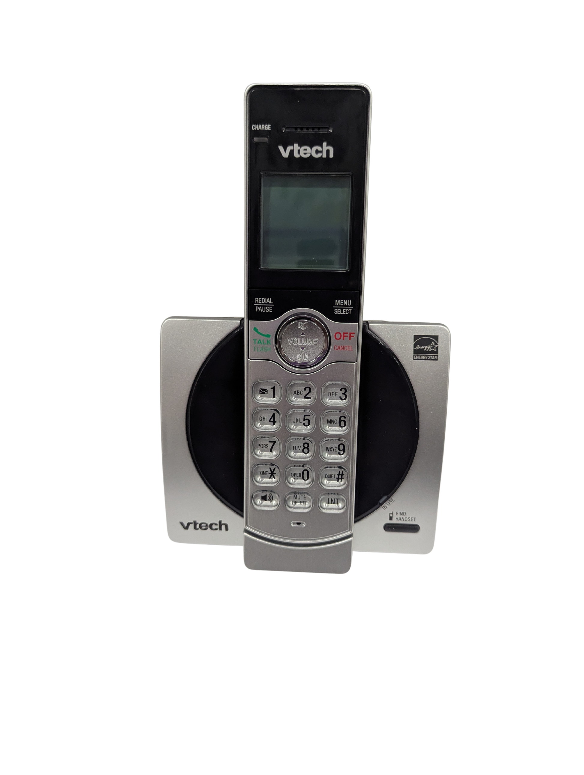 Vtech cordless phone set on a white background