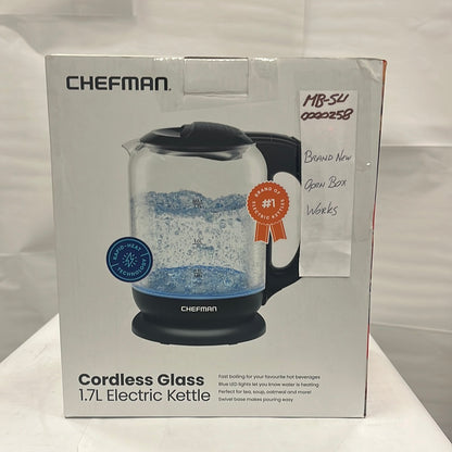 Chefman Cordless Glass Electric Kettle | Fast-Boil, BPA-Free Hot Water Boiler with Auto Shut-Off