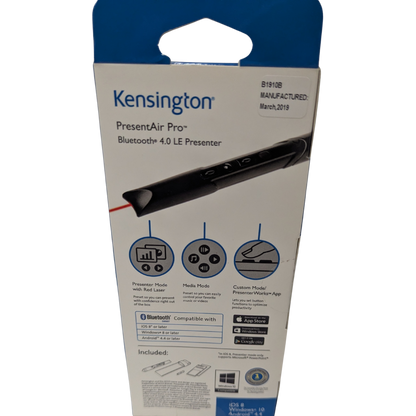 Kensington PresentAir Pro Bluetooth presenter packaging on a white background
