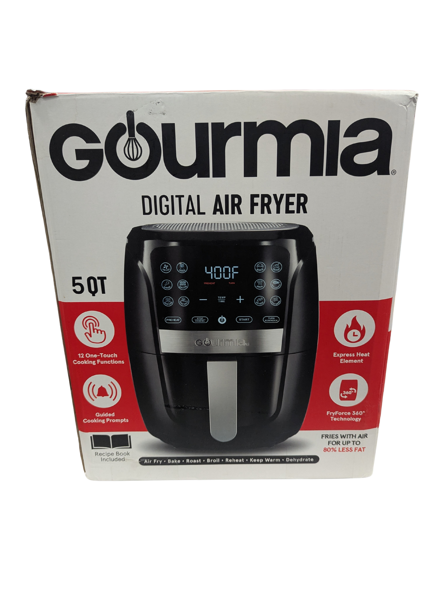Gourmia digital air fryer packaging on a white background