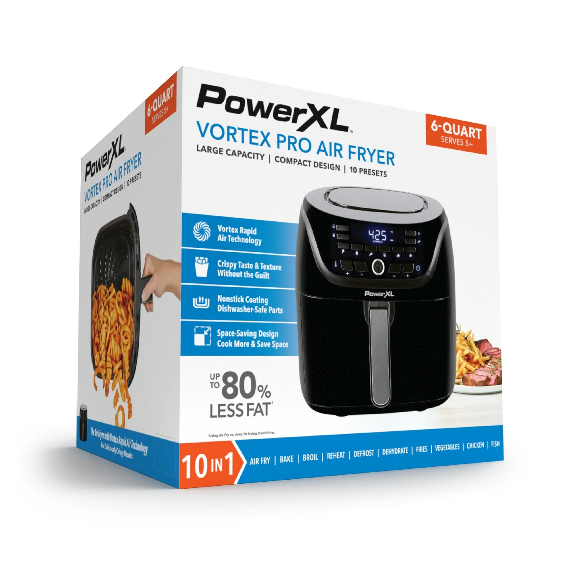 PowerXL Vortex Pro Air Fryer packaging on a white background