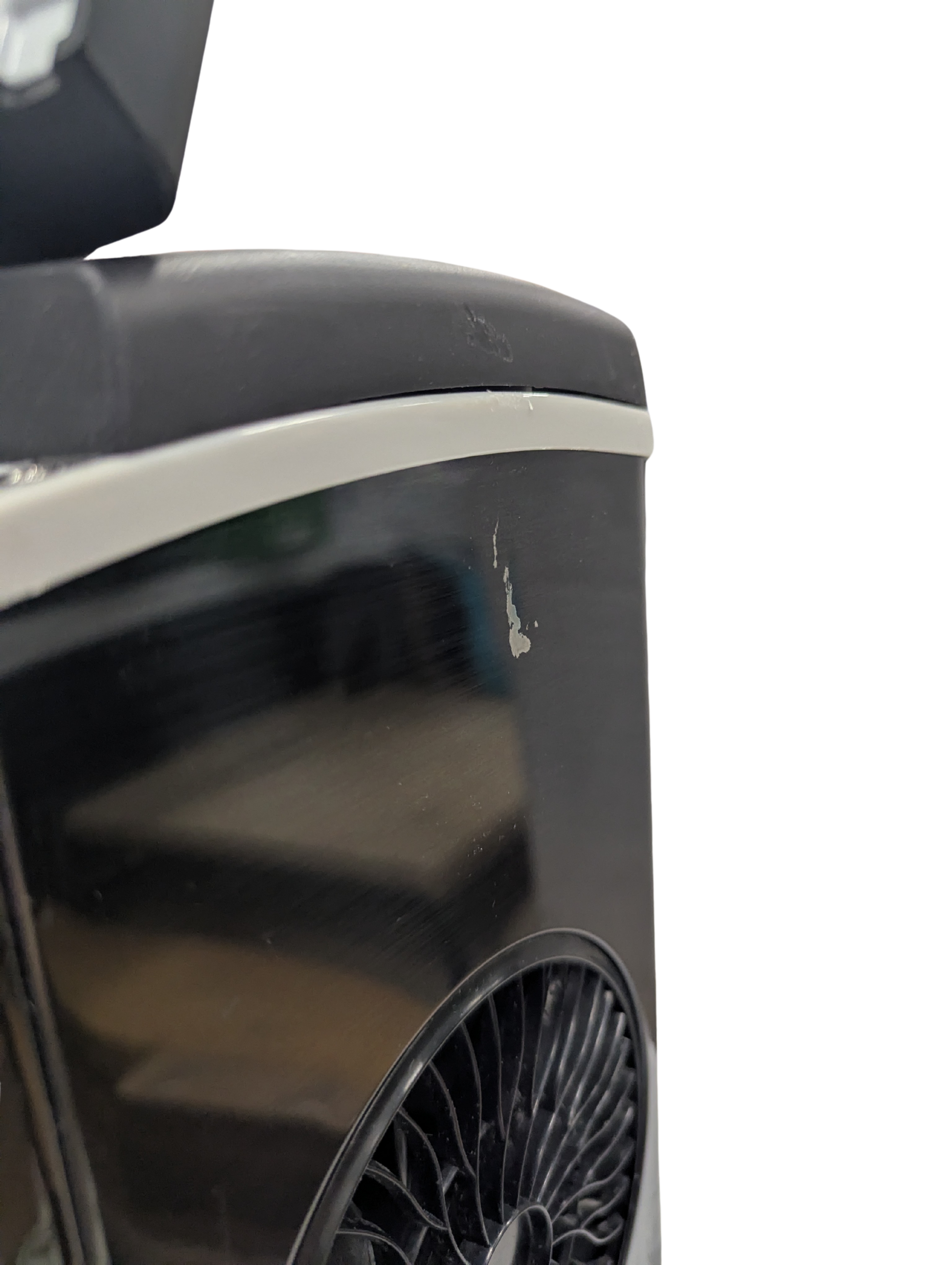 Black air conditioner unit on a white background