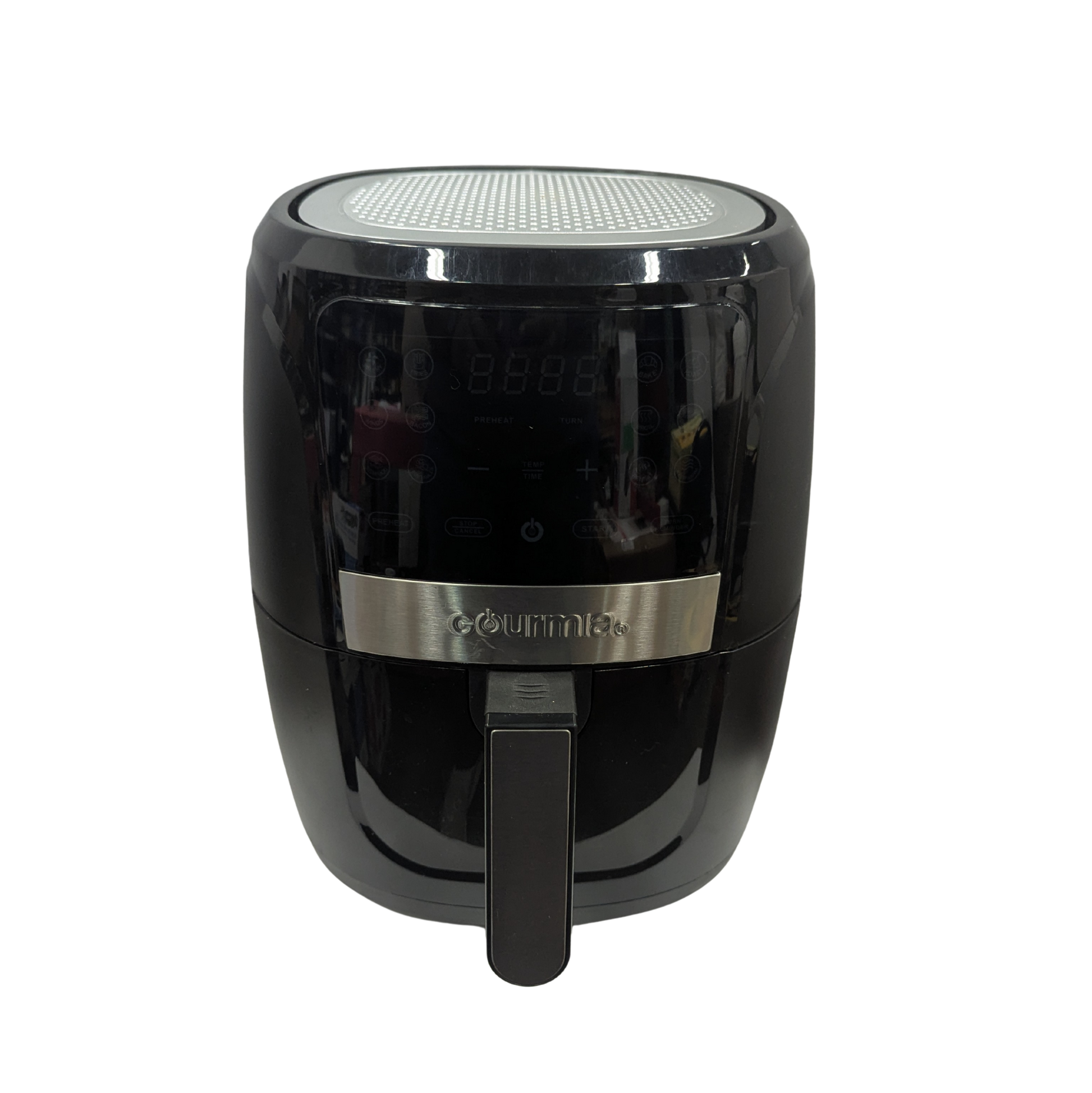 Black air fryer with 'Cuisinart' branding on a white background