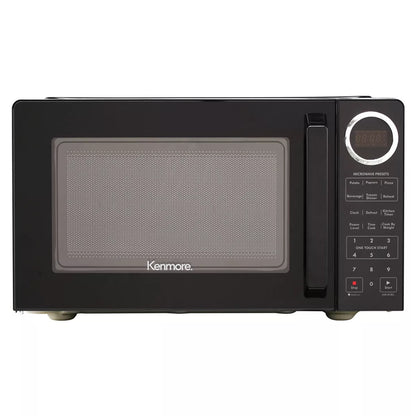 Black Kenmore microwave oven on a white background
