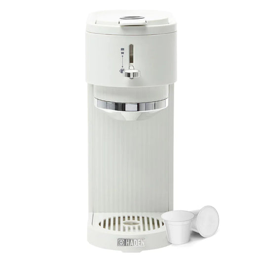 White Haden water dispenser with accessories on a white background