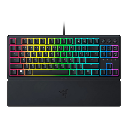 Gaming keyboard with RGB backlighting on a white background