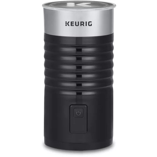 Black Keurig coffee maker on a white background