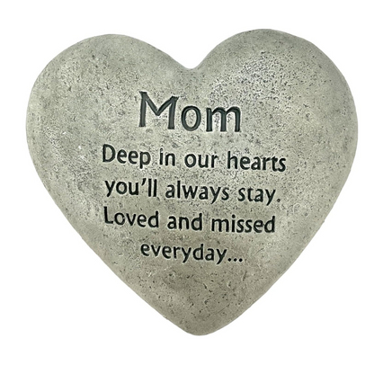 Cement Heart-Shaped Memorial Plaque 6" – Tribute Stone for Garden – New