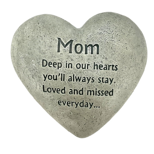 Cement Heart-Shaped Memorial Plaque 6" – Tribute Stone for Garden – New