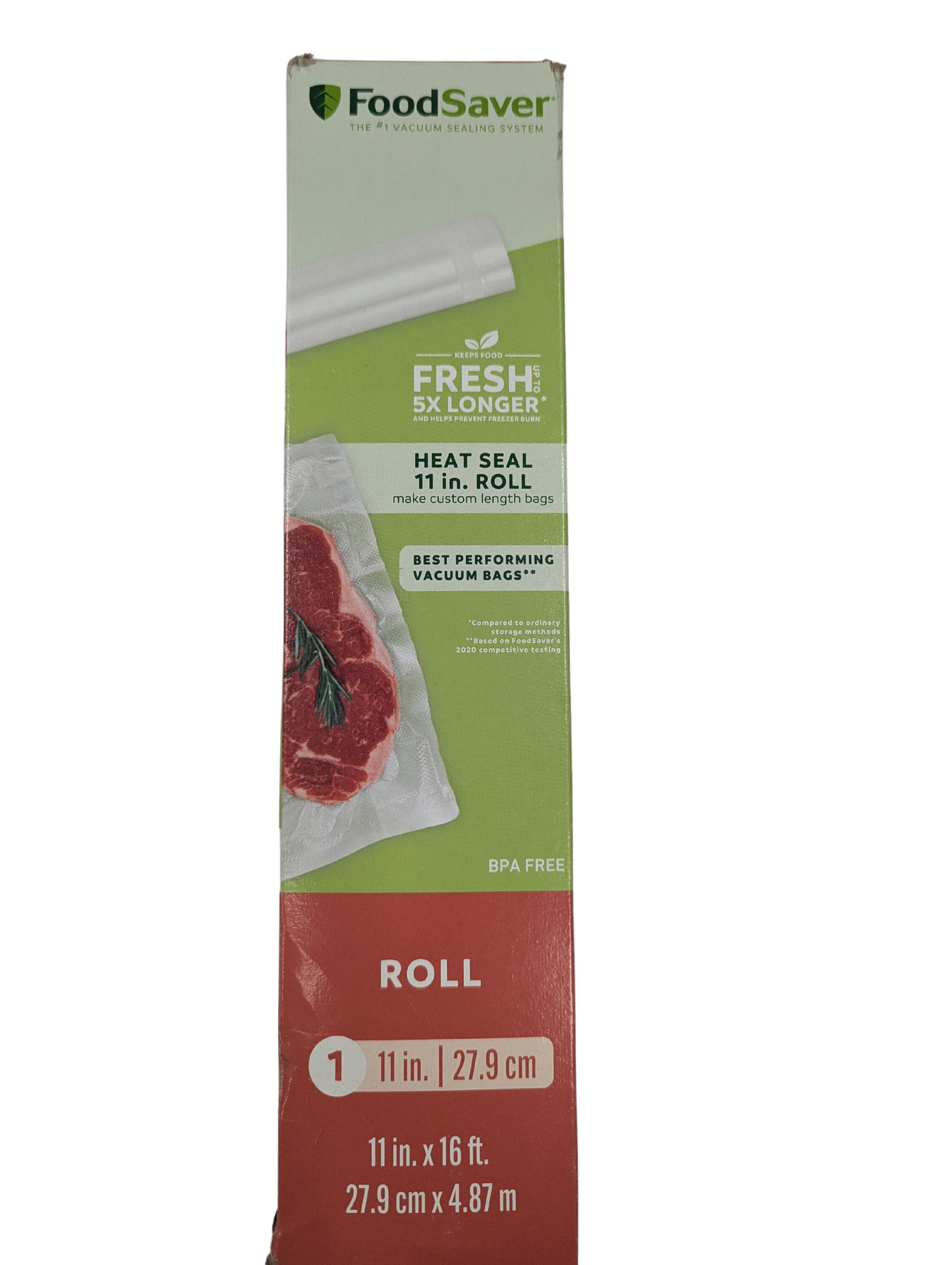 FoodSaver vacuum seal roll packaging on a white background