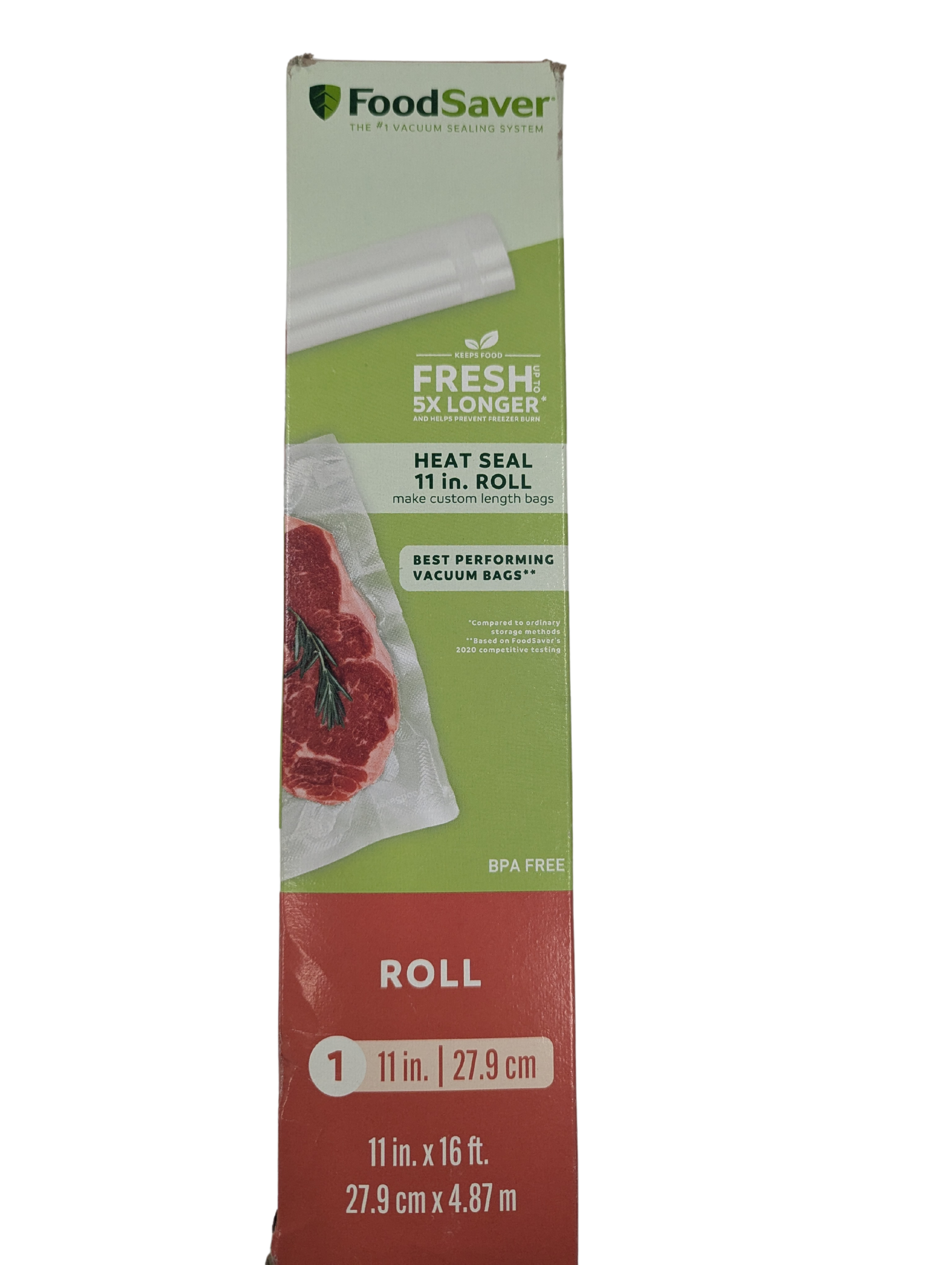 FoodSaver vacuum seal roll packaging on a white background