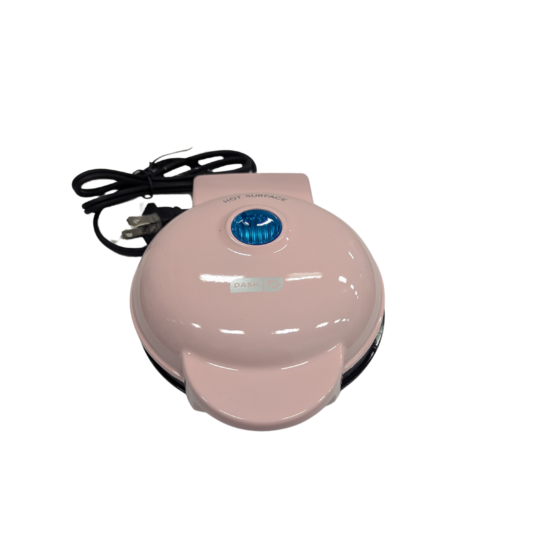 Pink waffle maker on a white background