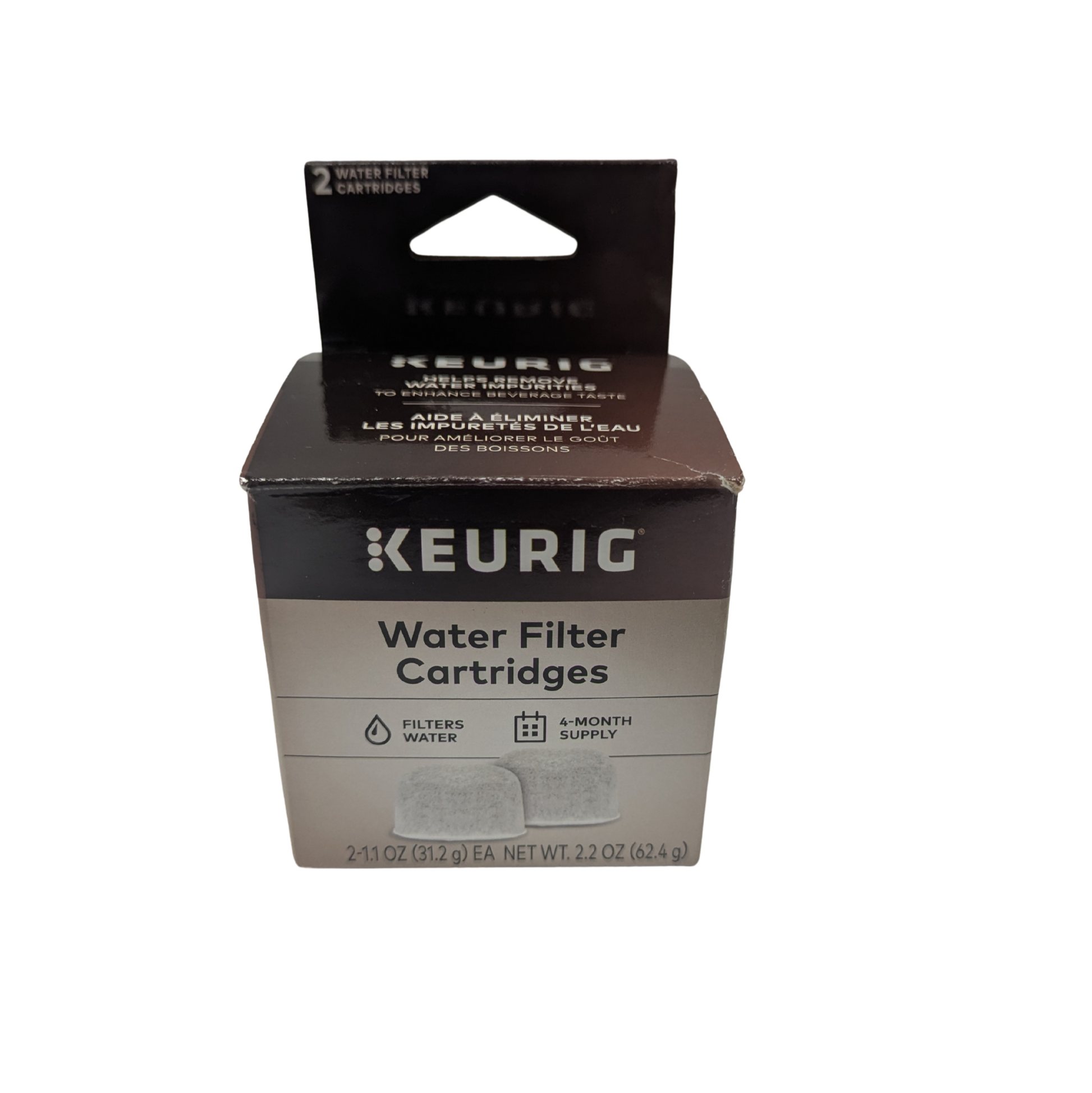 Box of Keurig water filter cartridges on a white background