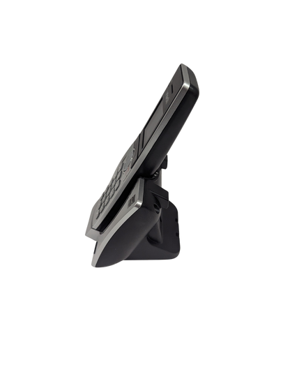 Black electronic device with a screen on a white background