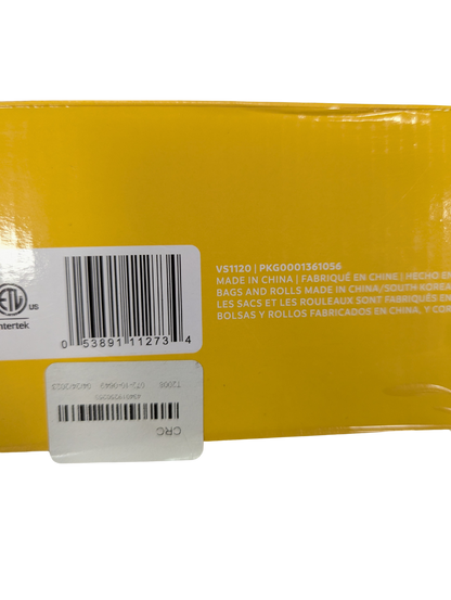 Yellow package with a barcode label on a white background