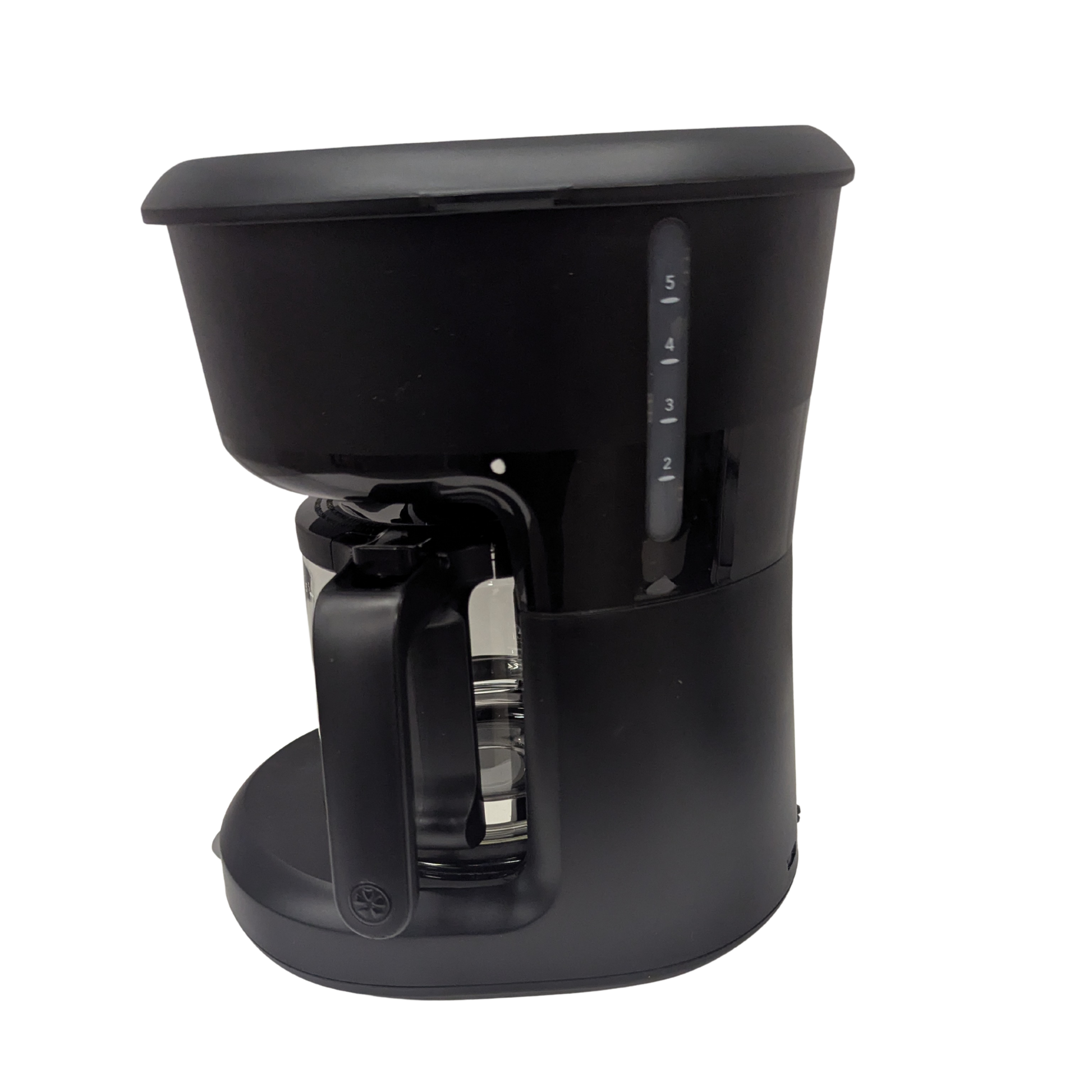 Black coffee maker on a white background