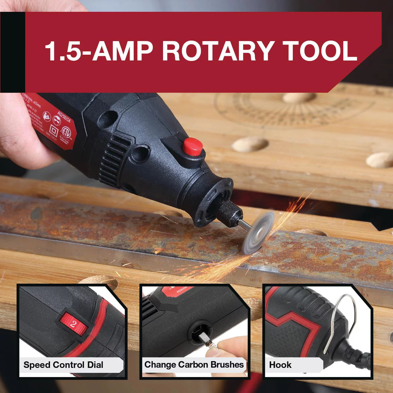HyperTough 1.5-Amp Rotary Tool with 105-Piece Accessory Kit – New