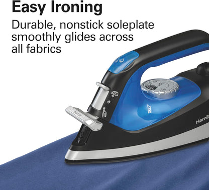 Hamilton Beach 2-in-1 Iron & Steamer | Portable Garment Steamer and Iron for Wrinkle Removal