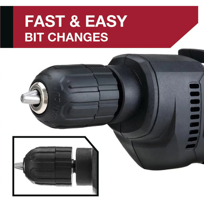 Hyper Tough 5-Amp 3/8-Inch Corded Drill | Powerful Variable Speed Electric Drill for DIY Projects