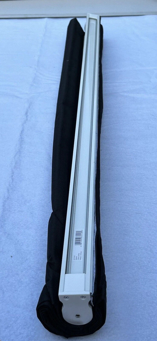 Fluorescent light bulb in a black holder on a white background